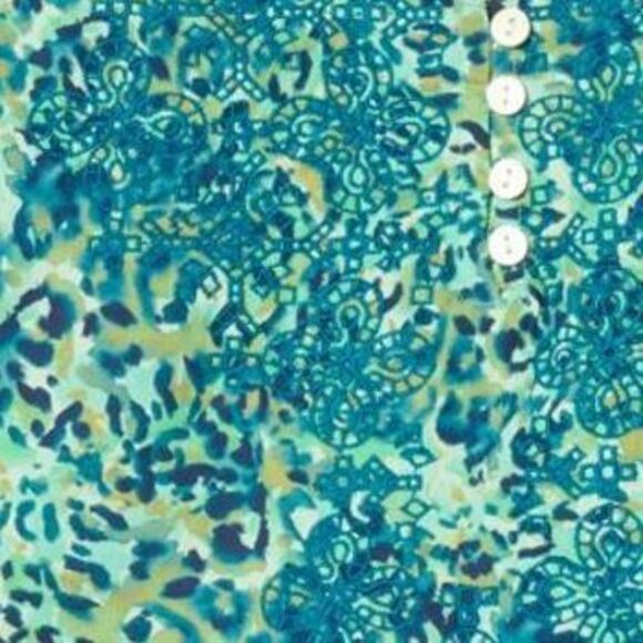 Gymwrap Women's Top Sz XS Animal Print Embroidered Cotton Blouse Green A683854 - Picture 2 of 4